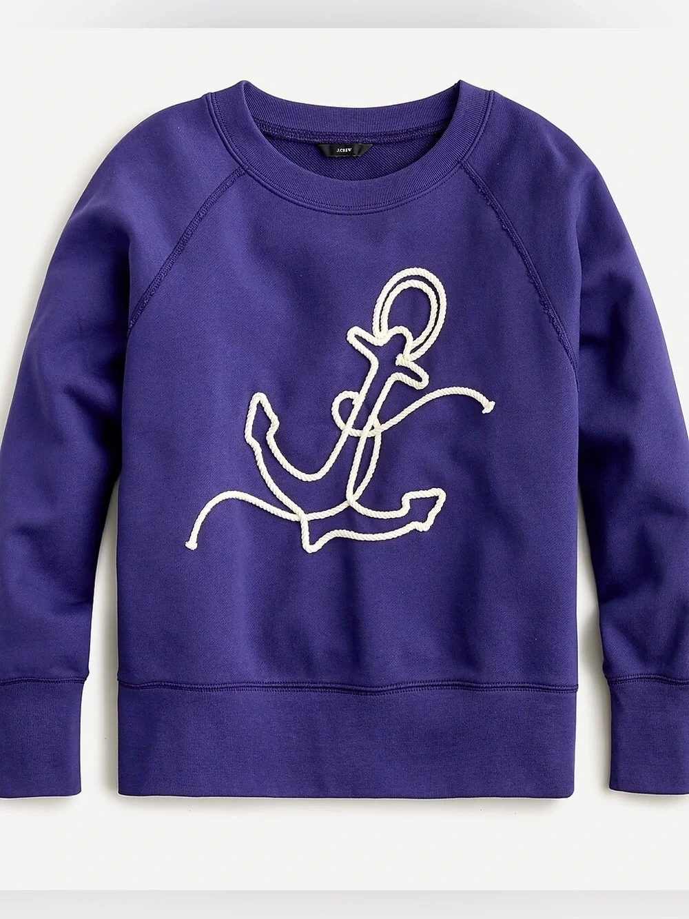 J.Crew Women’s Navy Blue Anchor Sweatshirt in Original Cotton Terry, Size Medium - Picture 2 of 8
